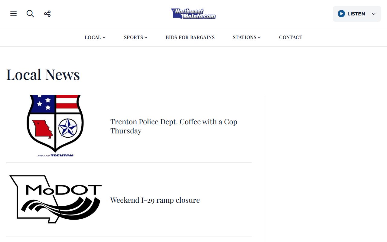 Northwest Missouri Info local-news section for regional public-safety coverage